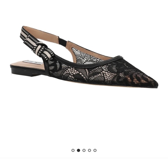 Steve Madden Elegant Black Lace Slingback Flats - Picture 1 of 4